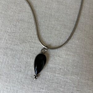 Navajo Black Onyx Teardrop Pendant Necklace